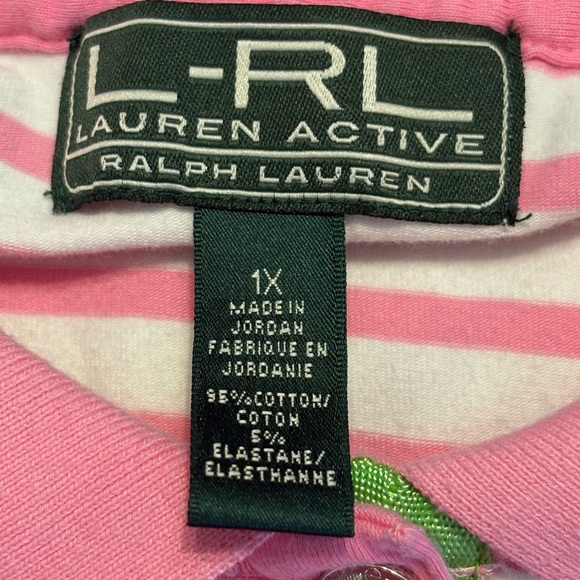 Ralph Lauren Active Pink and Green Striped Women's Polo golf size 1X - Picture 6 of 11